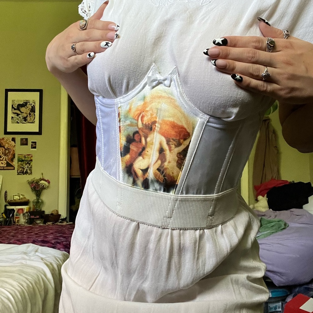 ONE OF A KIND The Birth of Venus Sororité collection white underbust bustier S/M